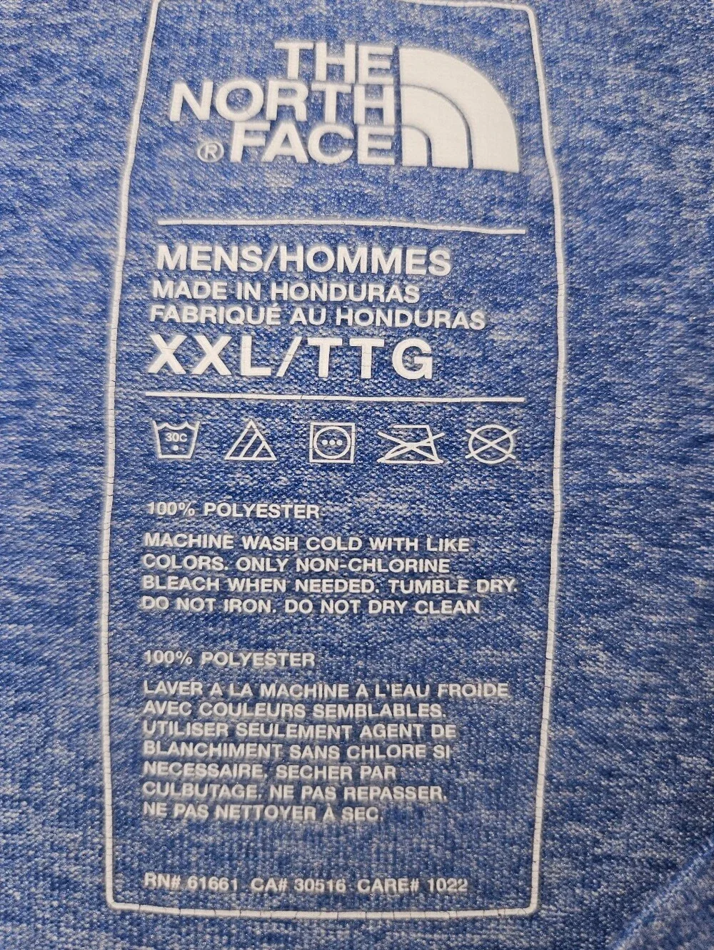 North Face Heathered Light Blue T- Shirt with Bright Red/Orange Logo Men's XXL